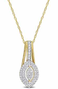 DELMAR Diamond Double Halo Pendant Necklace - 0.24ct.