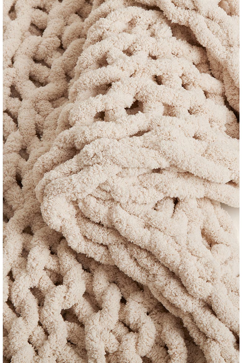 Braided Medium Throw Blanket, Alternate, color, BEIGE