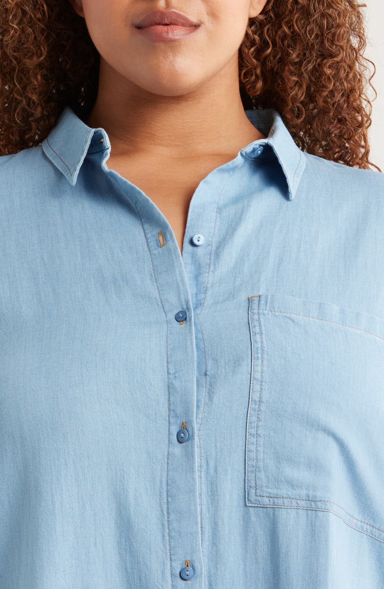 Eileen Fisher Classic Long Sleeve Airy Organic Cotton Twill Shirtdress, Alternate, color,