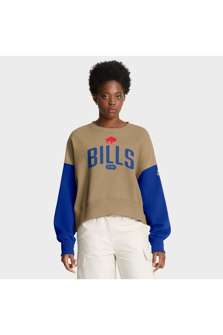 Women's Nike Tan Buffalo Bills Oversized Rewind Pullover Sweatshirt, Main, color, Tan