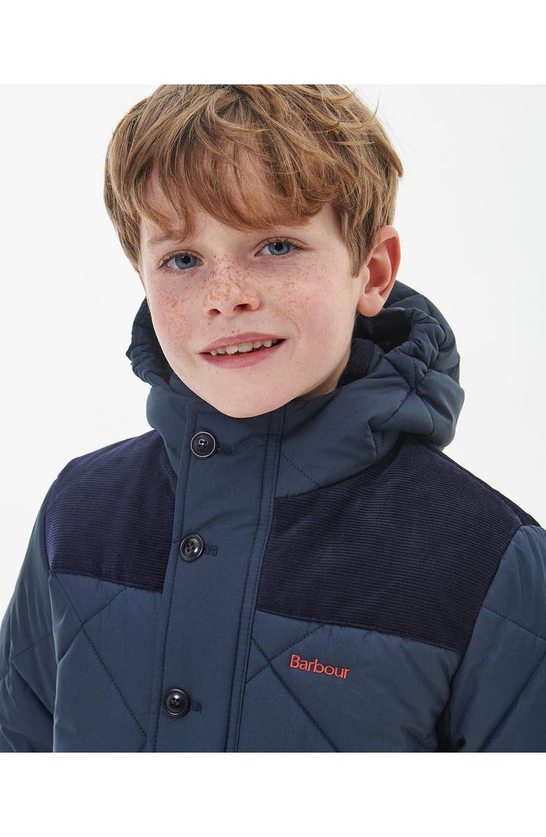 Barbour Kids' Elmwood Quilted Hooded Jacket, Alternate, color, Navy