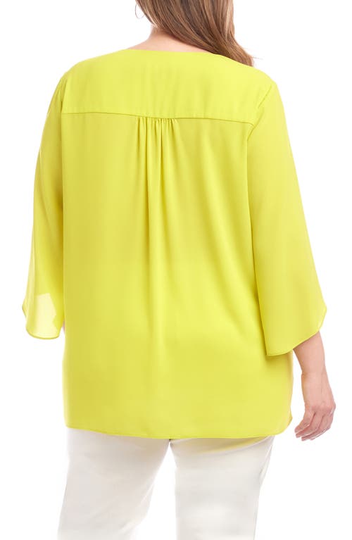 Karen Kane Bracelet Sleeve Asymmetric Top In Citron