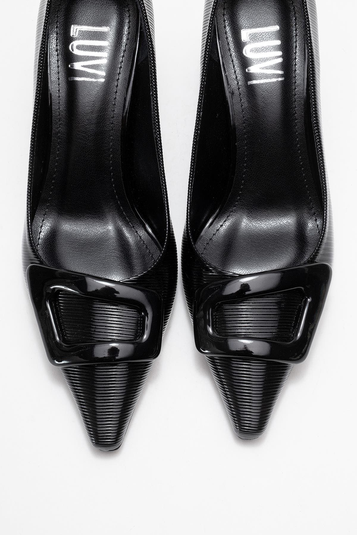 Prologue Shoes Astra Buckle Pointed Toe Pump, Alternate, color, Black