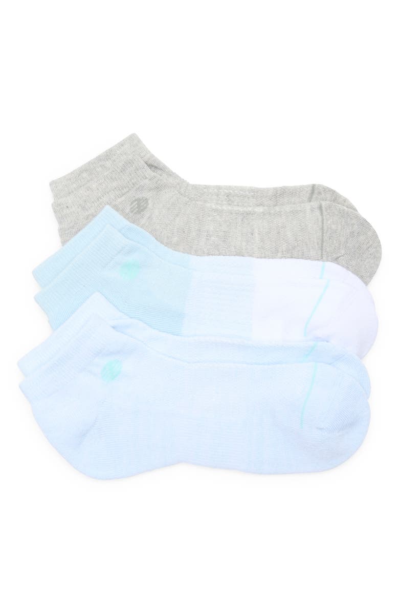 Z by Zella 3-Pack Ankle Socks, Main, color, Light Blue Multi