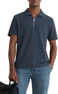 Reiss Forno Textured Quarter Zip Polo