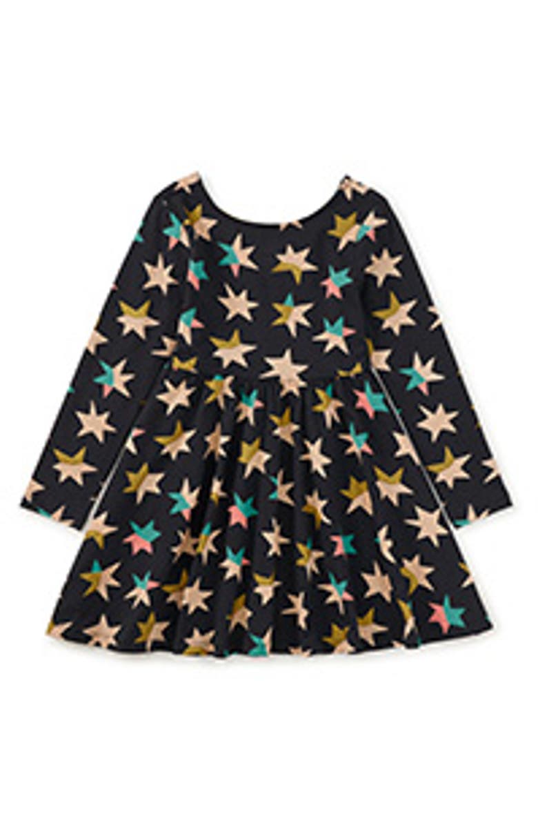 Tea Collection Printed Ballet Dress, Main, color, Colorblock Metallic Stars