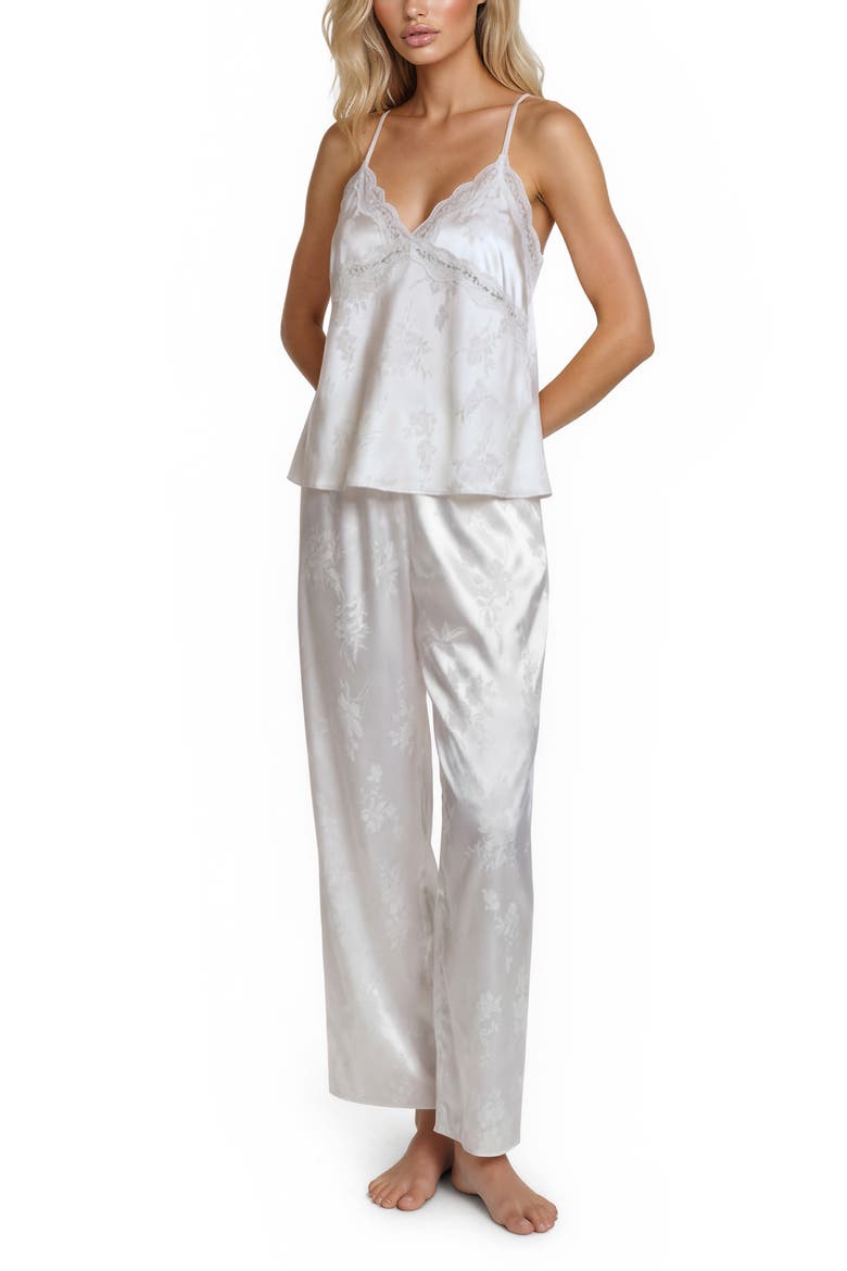 Florence Floral Capri Satin Pajamas, Alternate, color, IVORY