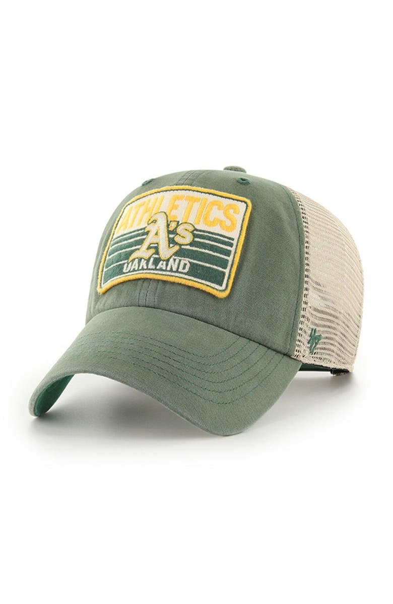 '47 Men's '47 Green Oakland Athletics Four Stroke Clean Up Trucker Snapback Hat, Main, color,