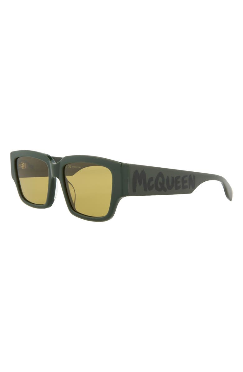 McQueen 56mm Square Sunglasses, Alternate, color, Green Yellow