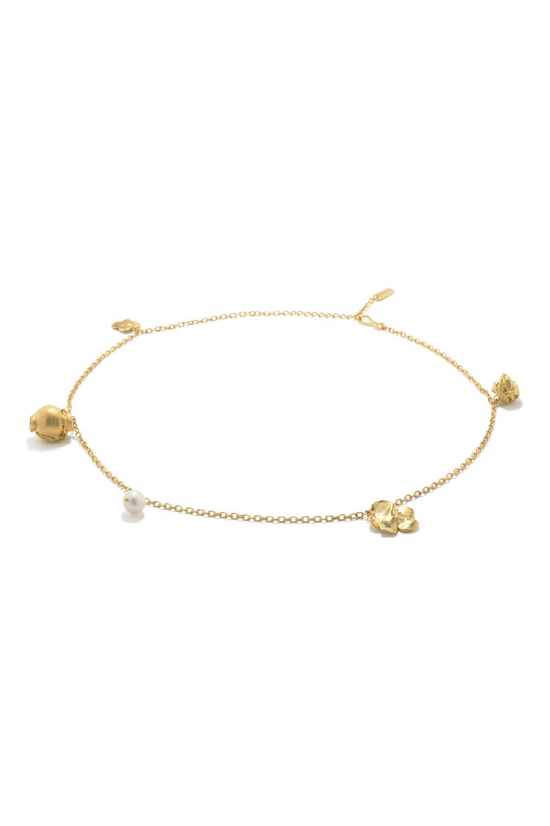 Tumbled Multi Charm Necklace, Alternate, color, 18CT GOLD PLATED