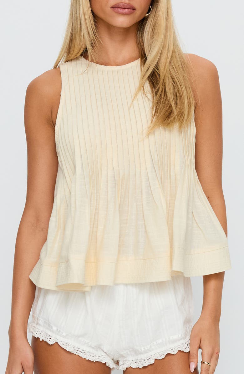 Princess Polly Lavish Pintuck Sleeveless Top, Main, color, Beige