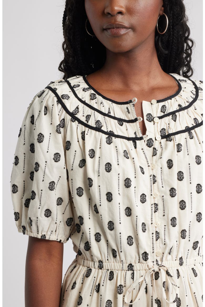 Short Sleeve Cotton Blend Tiered Minidress, Alternate, color, IVORY DOVE