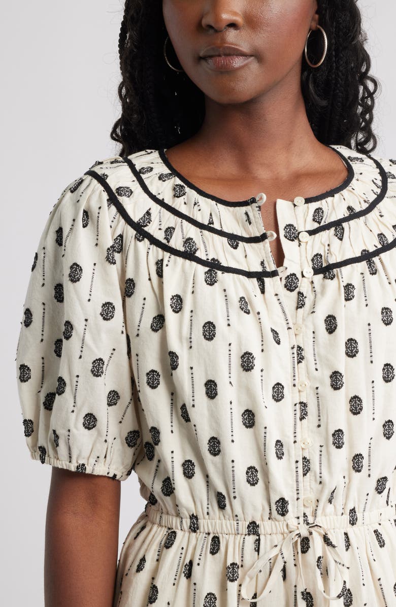 Treasure & Bond Short Sleeve Cotton Blend Tiered Minidress, Alternate, color, Ivory Dove