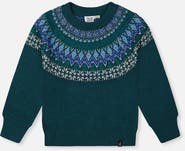 Deux par Deux Knit Nordic Jacquard Raglan Sleeve Sweater