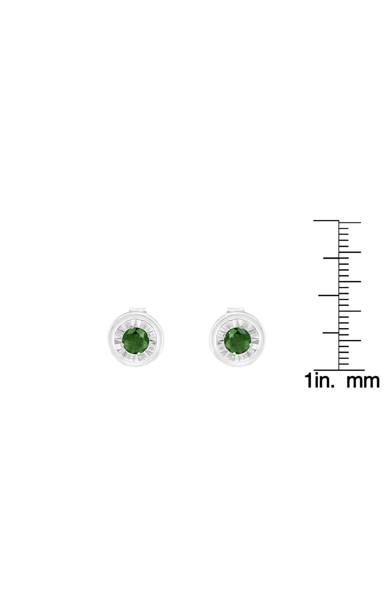 Haus of Brilliance Silver 1/4 Ct Green Diamond Miracle- Stud Earrings, Alternate, color, White