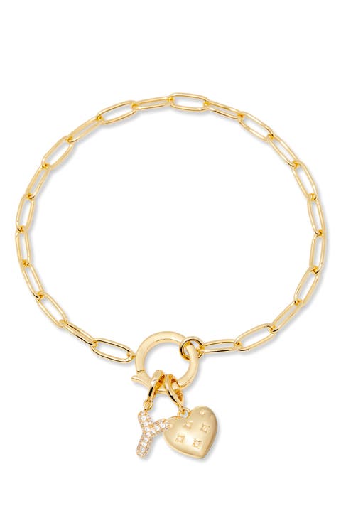 Lillian Initial Heart Charm Bracelet