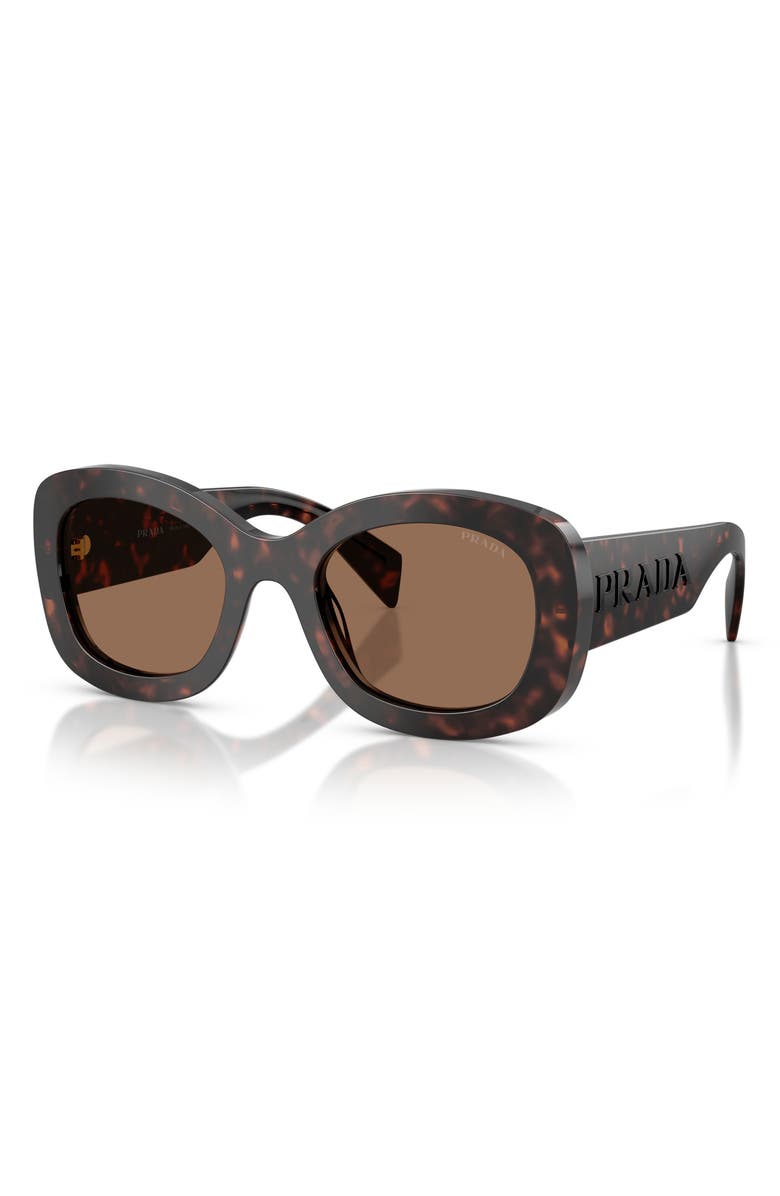 Prada 54mm Oval Sunglasses, Alternate, color, Dark Havana/ Dark Brown