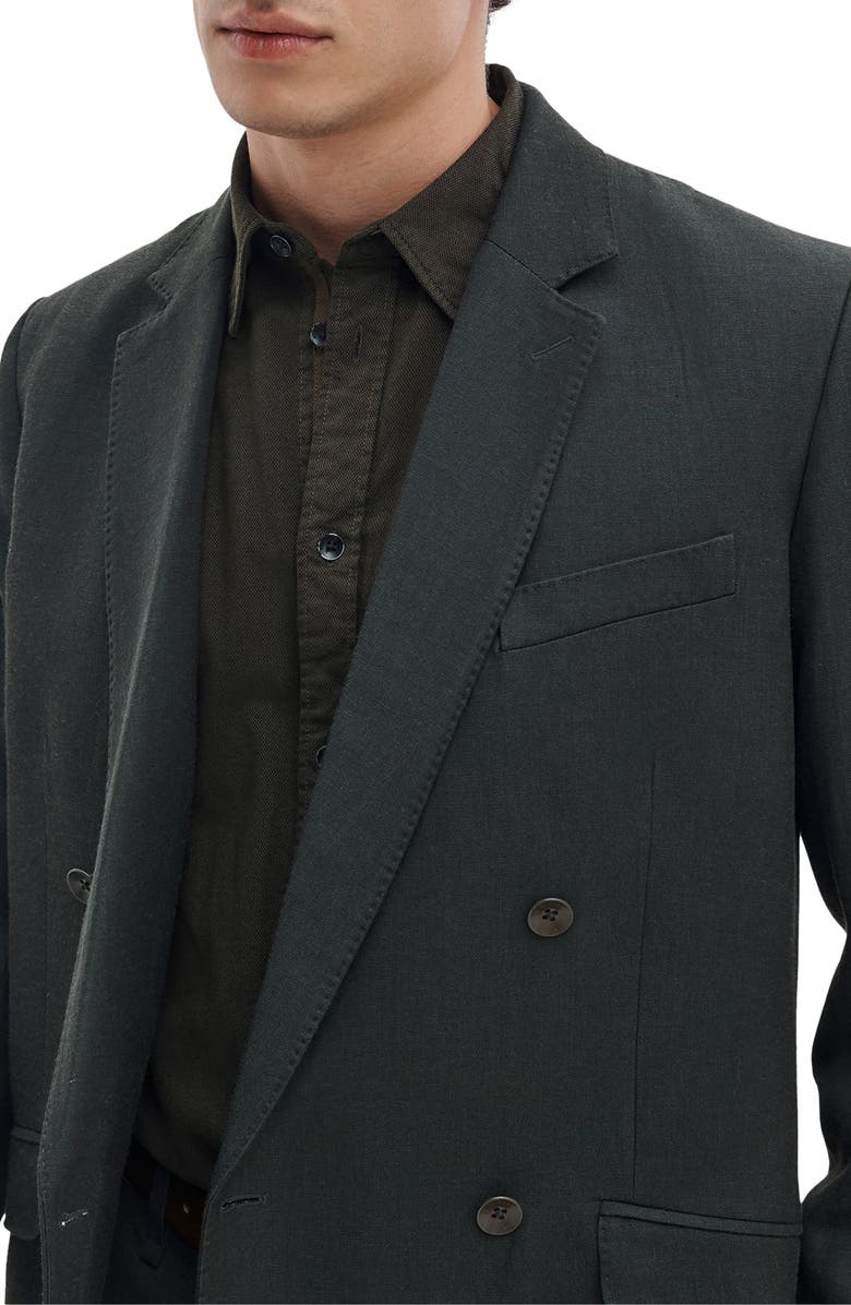 rag & bone Butler Double Breasted Wool Blend Blazer, Alternate, color, Charcoal Green