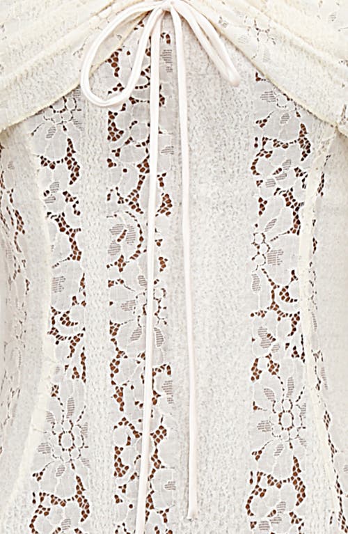 House Of Cb Belle Off The Shoulder Long Sleeve Meramid Gown In Cream