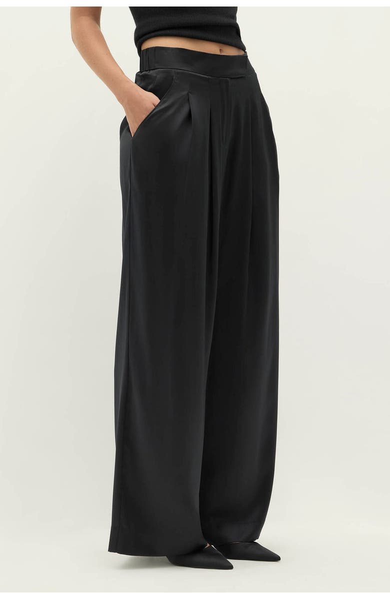 NAKED CASHMERE Rosalie Silk Trouser, Alternate, color, Black