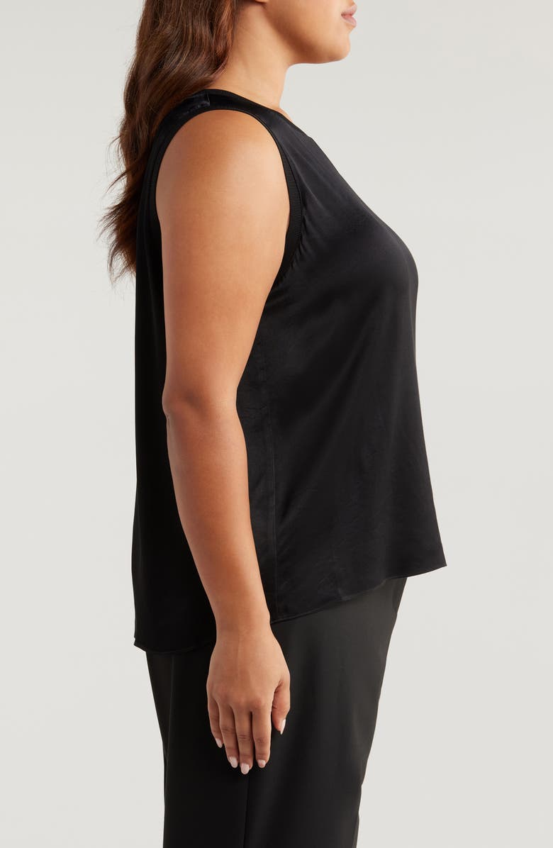 Nordstrom Rib Knit Trim Satin Tank, Alternate, color, Black
