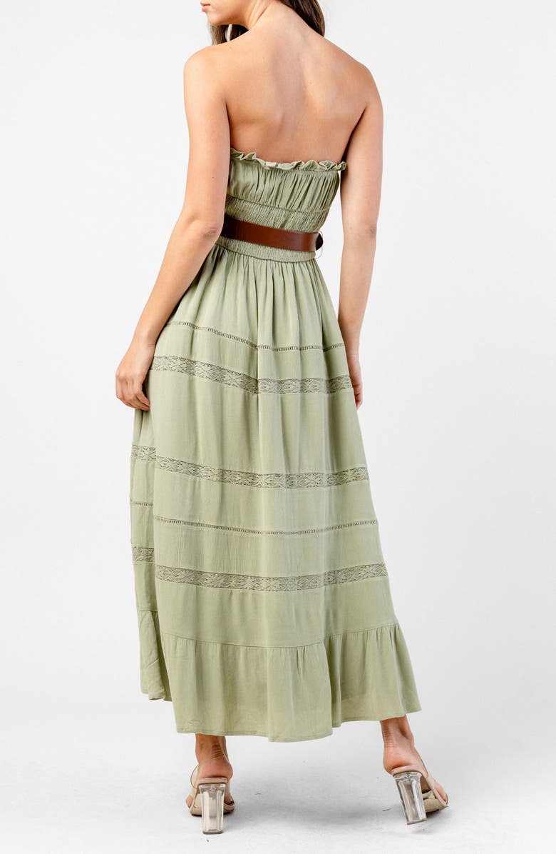 Beivy Strapless Long Crepe Dress, Alternate, color, Sage