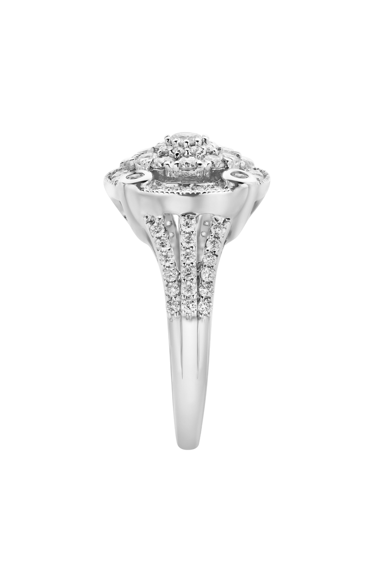 Nebula 14K Gold Round Diamond Studded Halo Cluster Ring - 1cts, Alternate, color, 14K White Gold