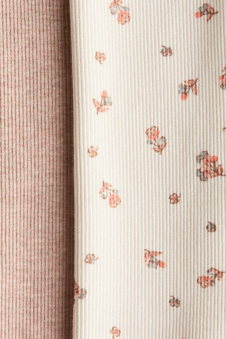 2-pack Ribbed Cotton Leggings, Alternate, color, Beige/floral