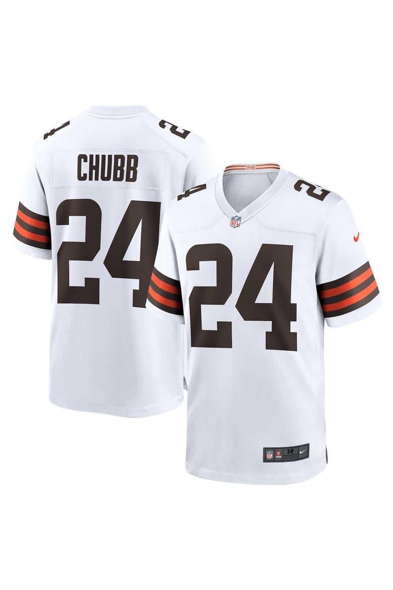 Men's Nike Nick Chubb White Cleveland Browns Game Jersey, Main, color, WHITE
