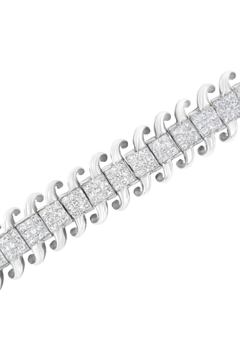 14K White Gold 5.0 Cttw Diamond  Wavy S-Link Tennis Bracelet, Alternate, color, White
