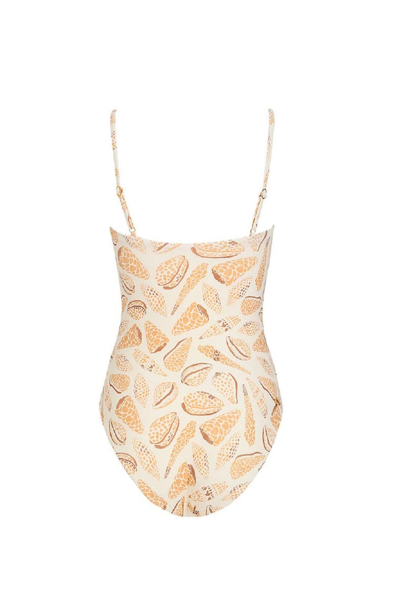 Shell Tides Print Serina Sculpt One Piece, Alternate, color, BEIGE SHELLS PRINT