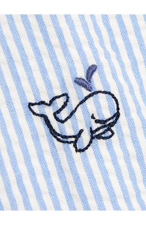 Jojo Maman Bébé Jojo Maman Bebe Cotton Bodysuit & Whale Seersucker Overalls Set In Blue