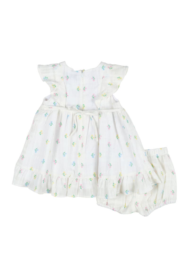 Textured Lawn Floral Printed Dress With Flowers and Bloomer, Alternate, color, White / Multicolor