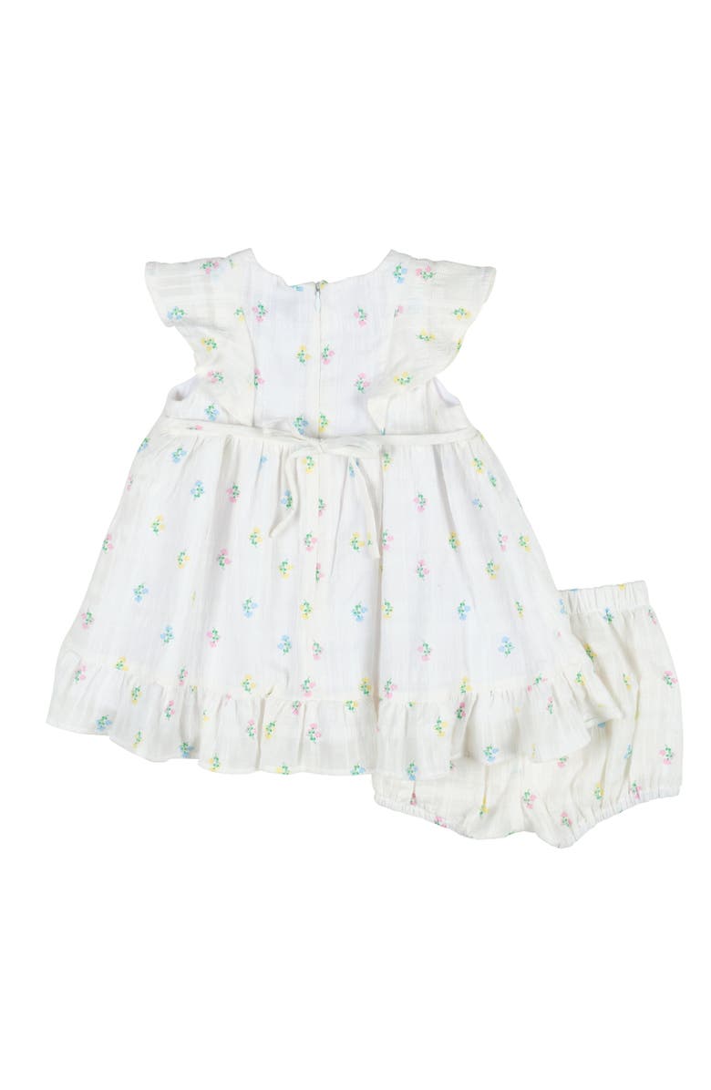 Florence Eiseman Textured Lawn Floral Printed Dress With Flowers and Bloomer, Alternate, color, White / Multicolor