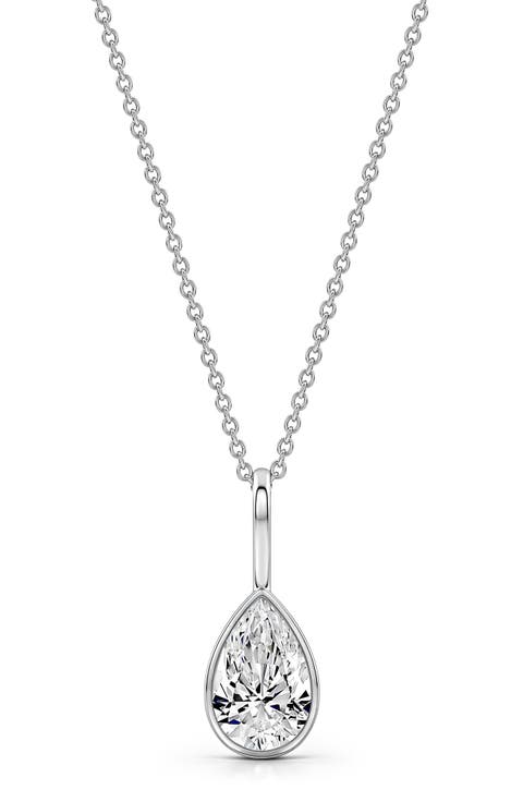 The WaterDrops Sterling Silver Lab Grown Diamond Pendant Necklace