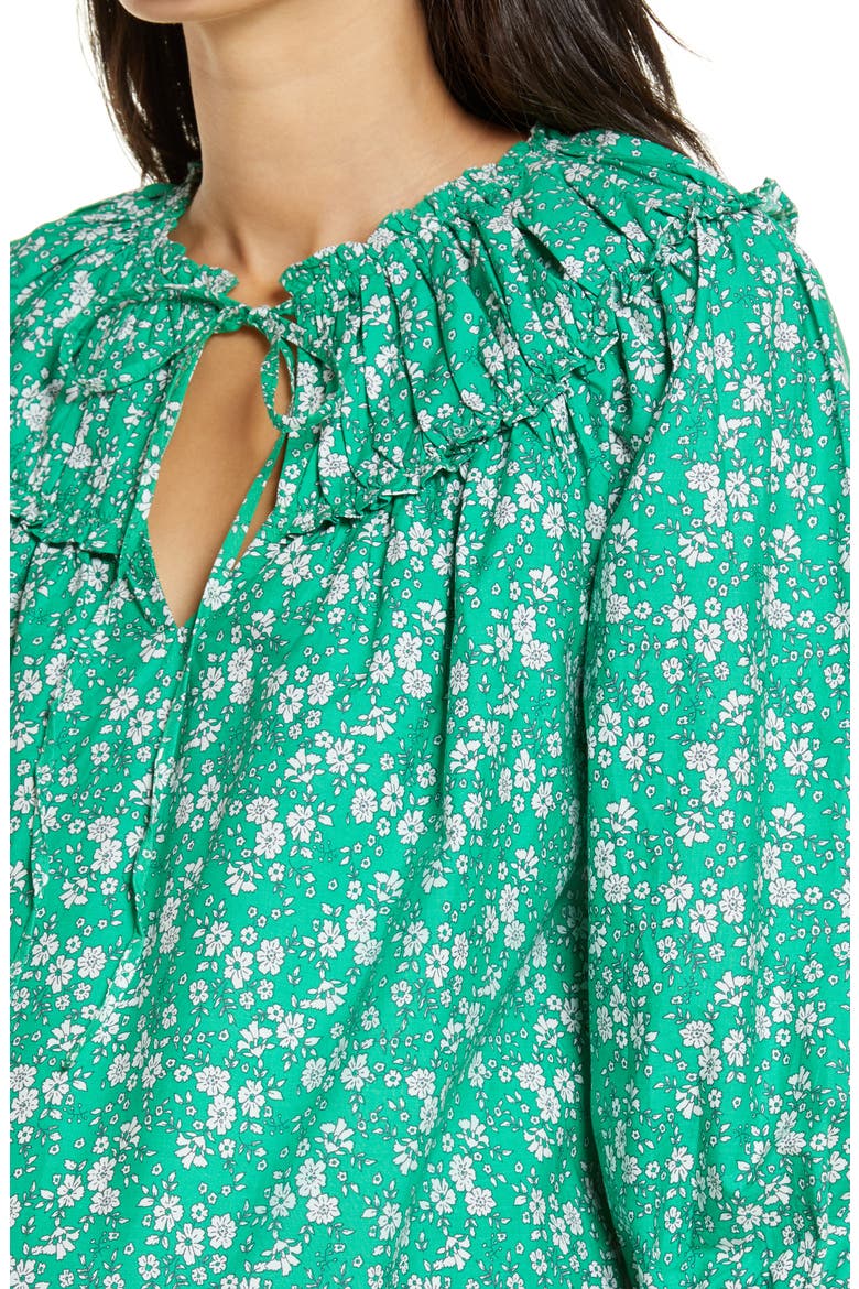 Floral Puff Sleeve Maternity Top, Alternate, color, GREEN