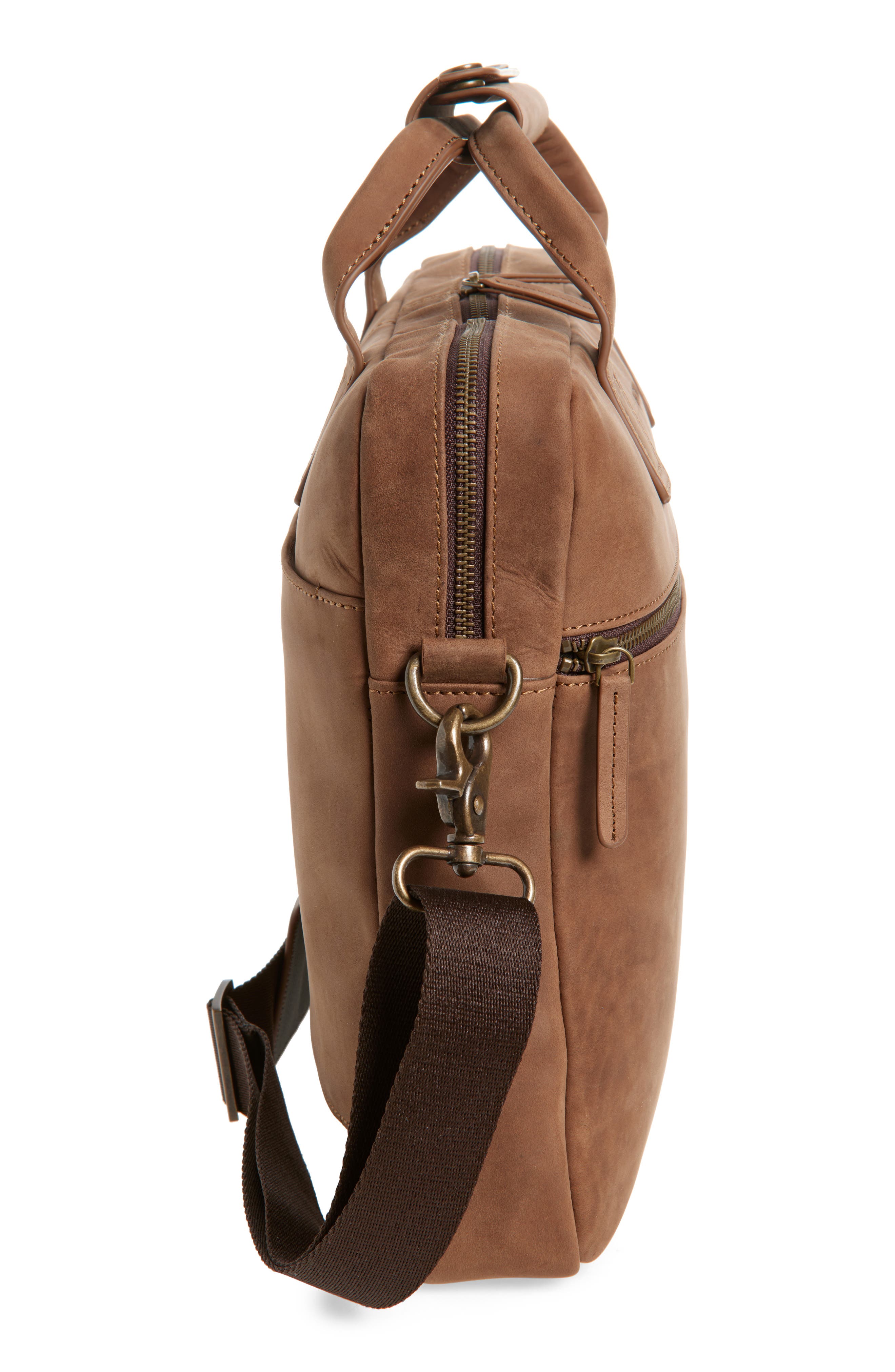 Johnston & Murphy Oil Tanned Leather Briefcase, Alternate, color, Oil Tan