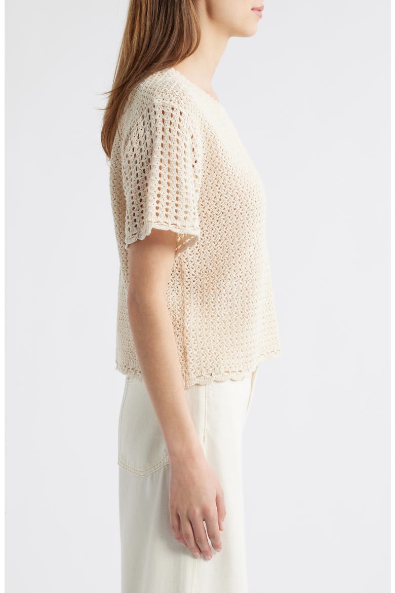 Khloe Open Stitch Cotton & Linen Sweater, Alternate, color, IVORY