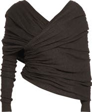 Paloma Wool Elio Semisheer Baby Alpaca & Extrafine Wool Blend Rib Crossover Sweater