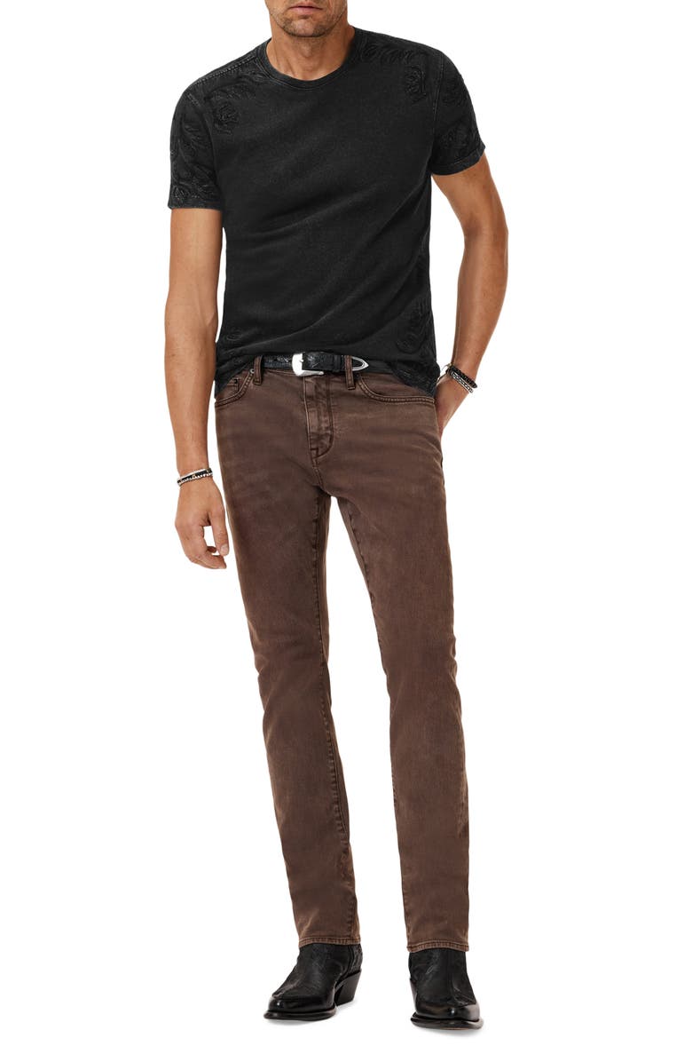 John Varvatos Floral Embroidered Organic Cotton T-Shirt, Alternate, color, Black