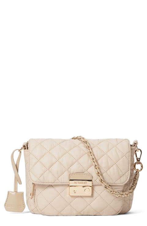 Small Crosby Lock Quilted Nylon Crossbody Bag