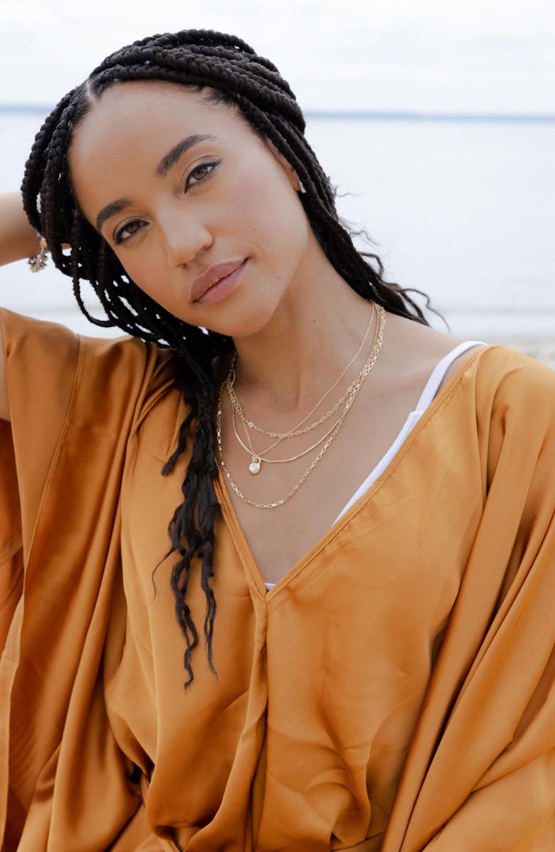 SAACHI Tie Front Kaftan, Alternate, color, Gold