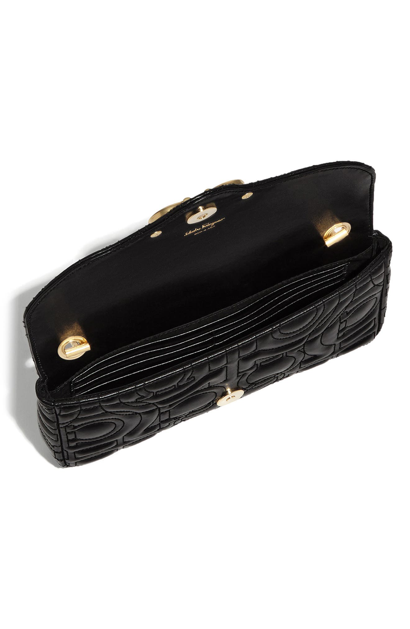 FERRAGAMO Salvatore Ferragamo Gancini Matelassé Leather Shoulder Bag, Alternate, color, 