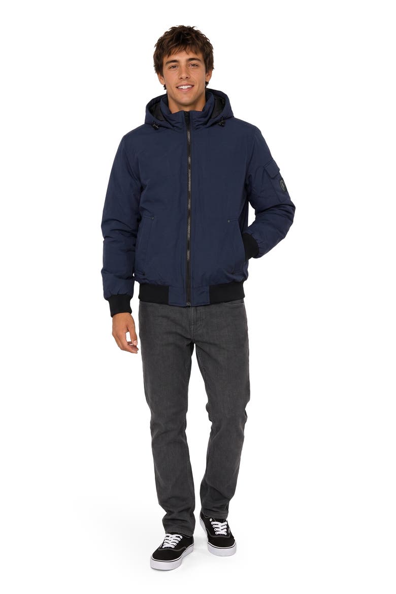 Heavy Weight Water Resistant Hooded Bomber Jacket, Alternate, color, NAVY