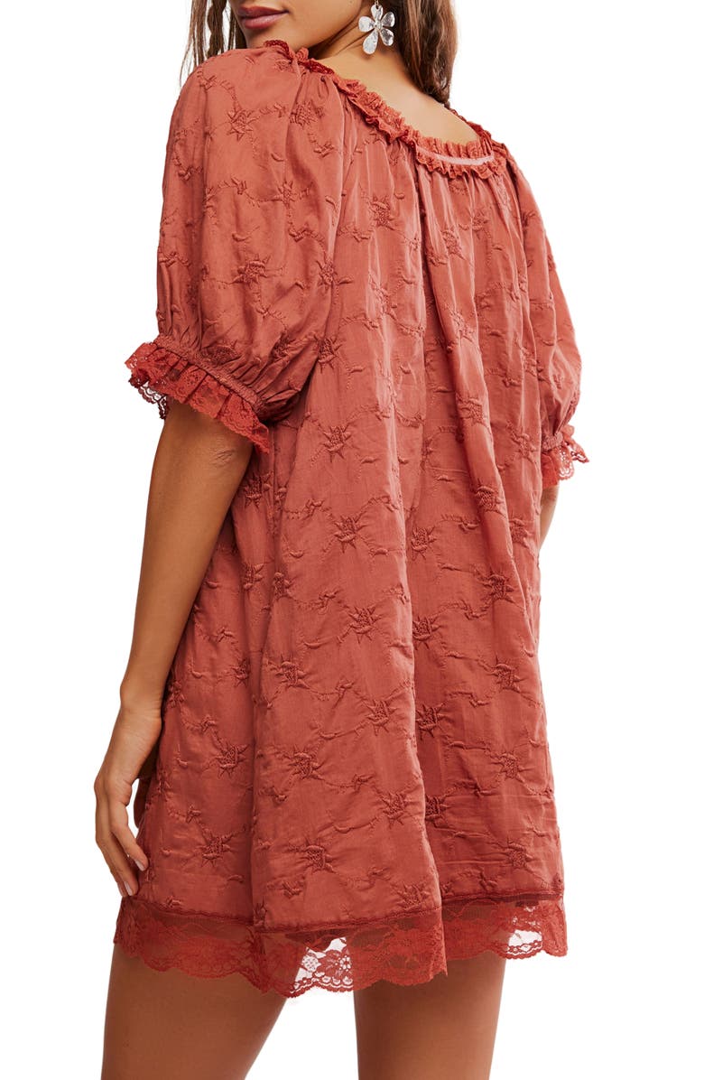Free People Juno Embroidered Baby Doll Minidress, Alternate, color, Canyon Sunset
