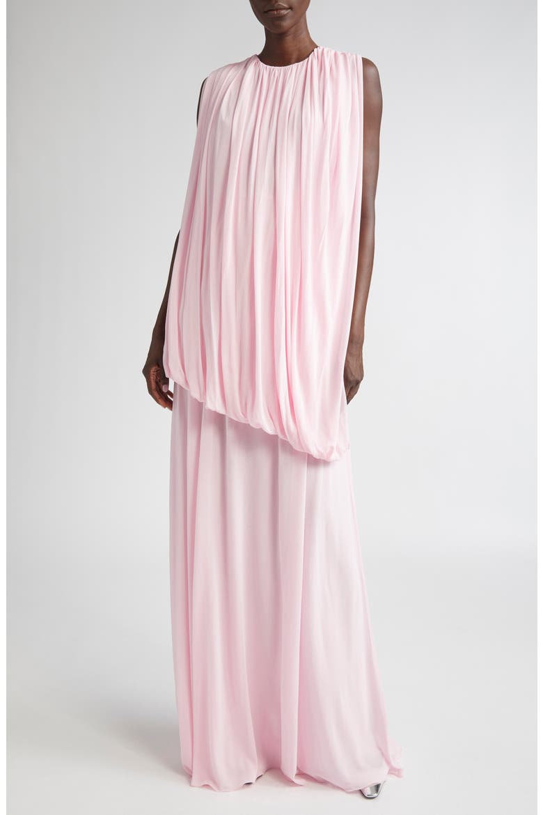 Draped One-Shoulder Gown, Alternate, color, PALE ROSE