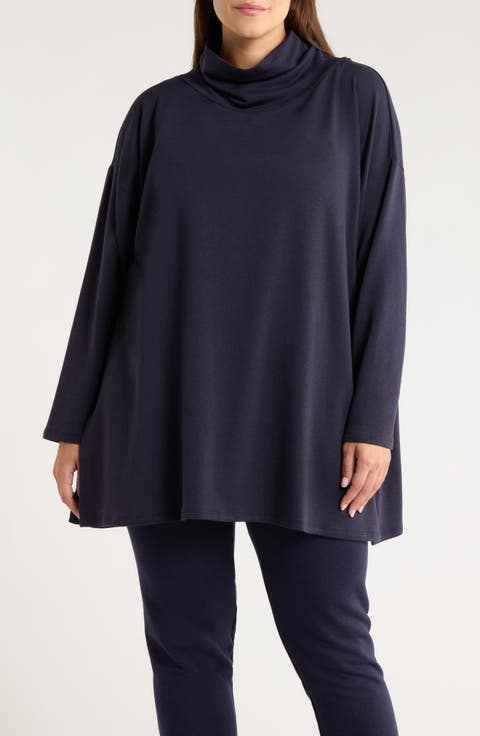 Draped Turtleneck Tunic (Plus)