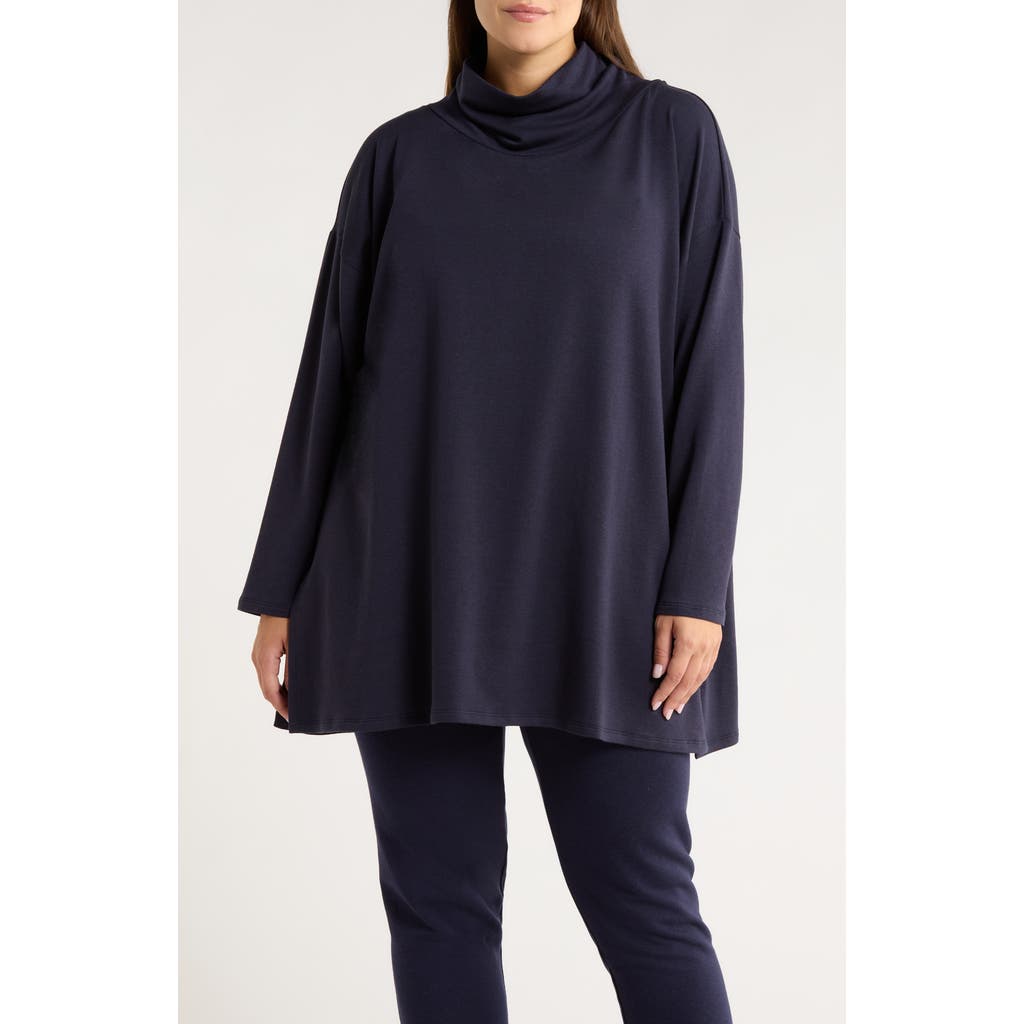 Eileen Fisher Draped Turtleneck Tunic In Blue