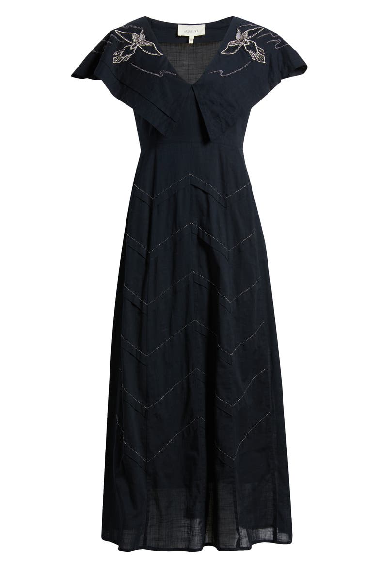 The Beaded Partridge Cotton Dress, Alternate, color, BLACK