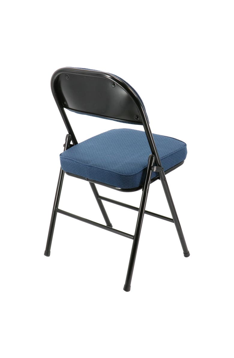 Elama 4 Piece Metal Folding Chair with 2.2 Inch Padded Seats, Alternate, color, Dark Blue